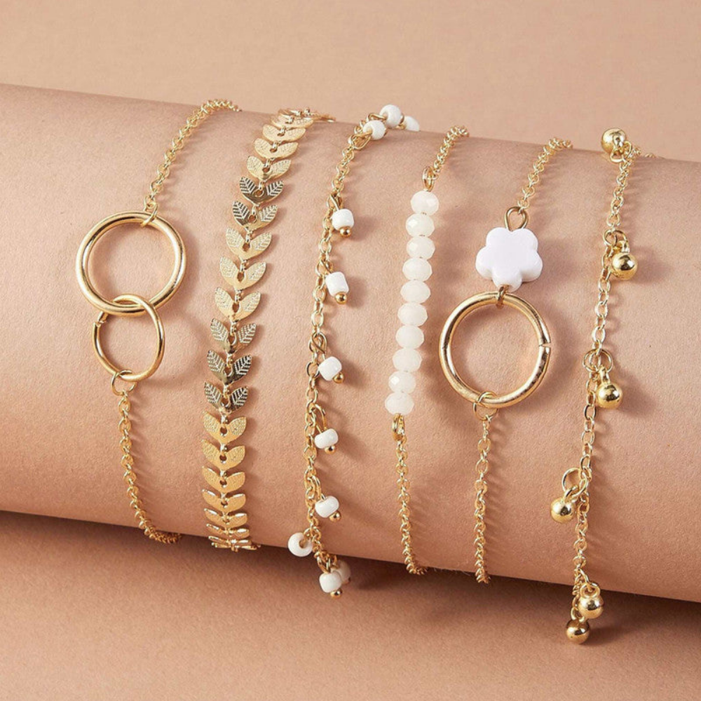 Stack Bracelet Set | Gold Plated and Silver Toned | Contemporary Adjustable Bangles