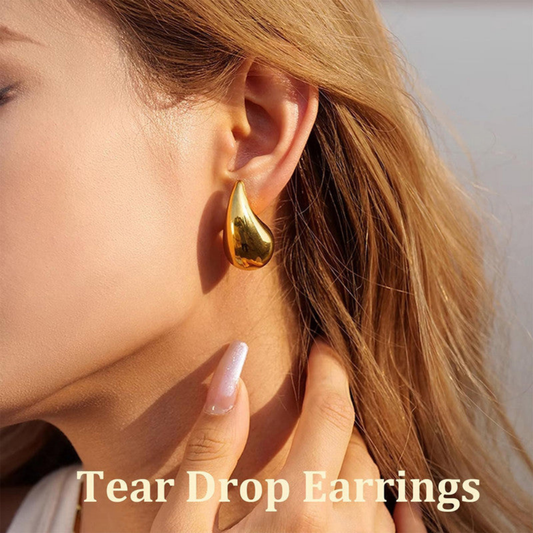 MOSKAI Tear Drop Earrings Gold Finish | Elegant Fashion Jewelry