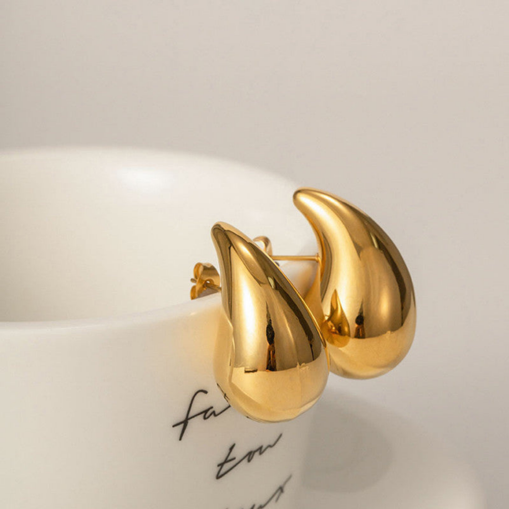 MOSKAI Tear Drop Earrings Gold Finish | Elegant Fashion Jewelry