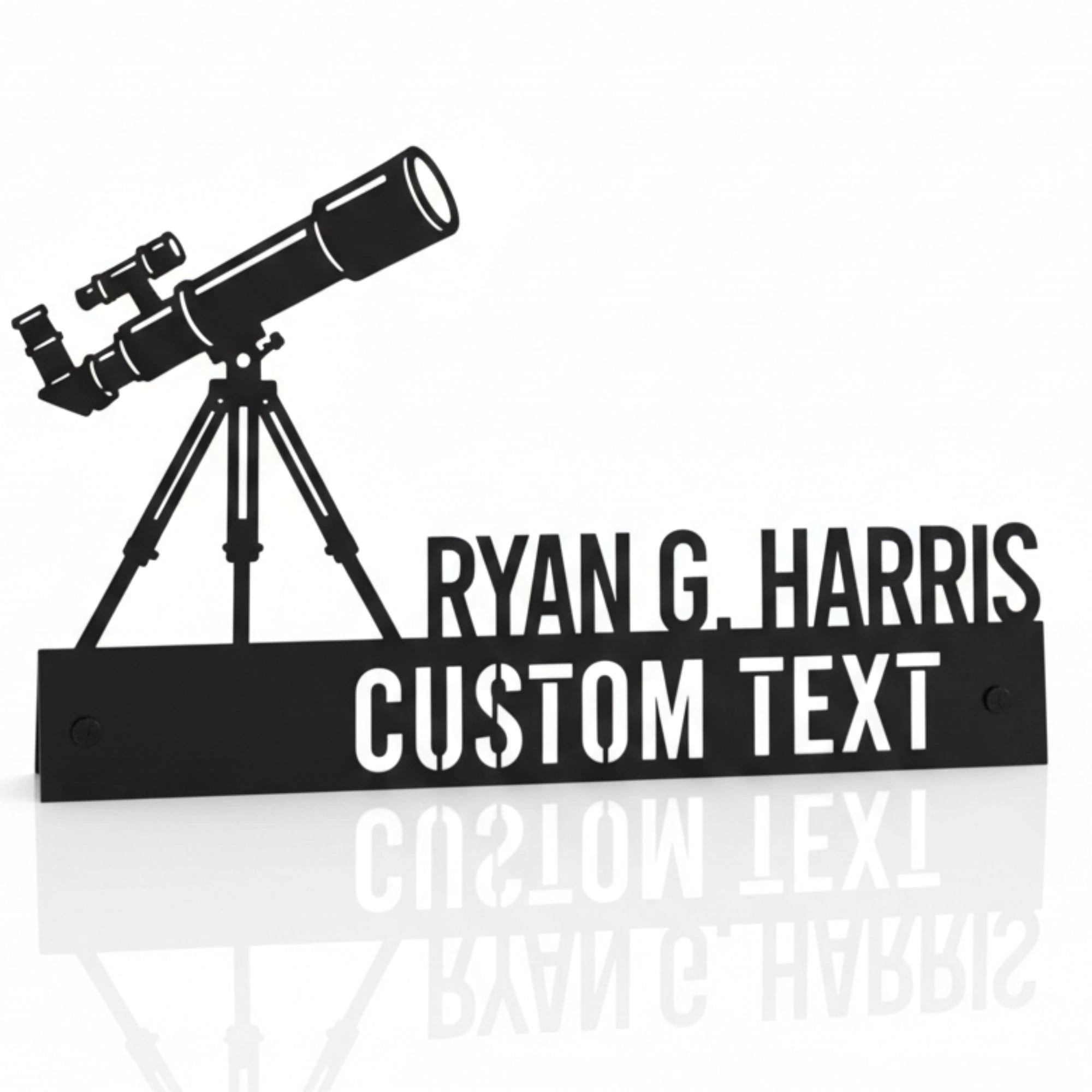 Personalized Astronomer Desk Name Plate - Custom Telescope Theme Stainless Steel Table Sign - Space Lover & Starwatcher Office Decor