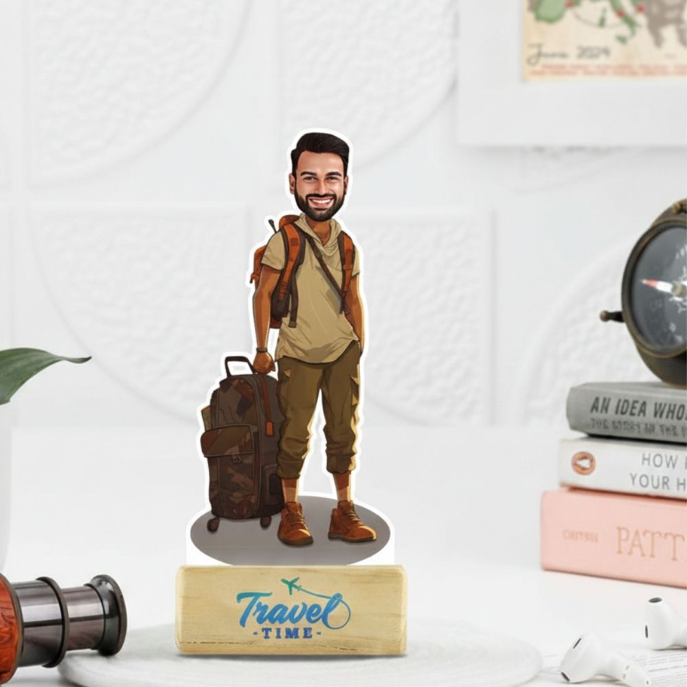Personalized Traveller Man Caricature – Custom Moskai Gift