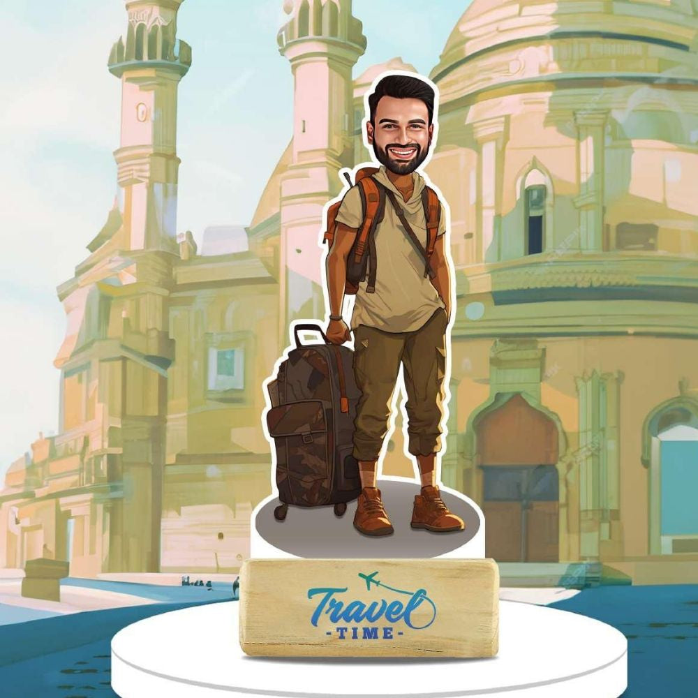Personalized Traveller Man Caricature – Custom Moskai Gift