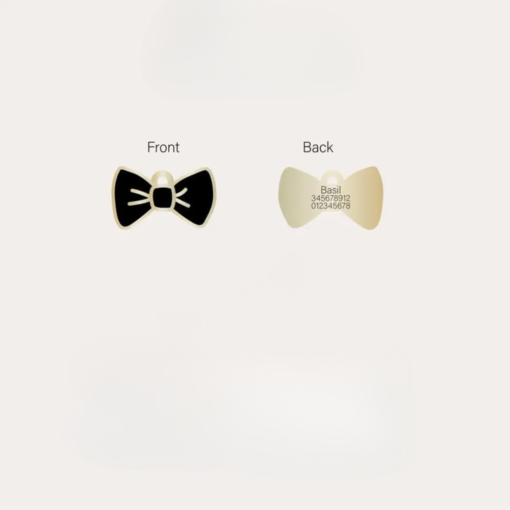 Moskai Personalized Enamel Pet ID Tag – Bow Tie Engraved Dog & Cat Tag