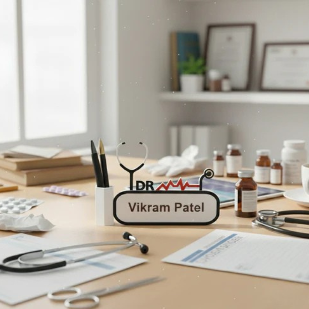 MOSKAI Personalized Doctor Pen Stand | 3D Custom Name Gift for Medical Professionals