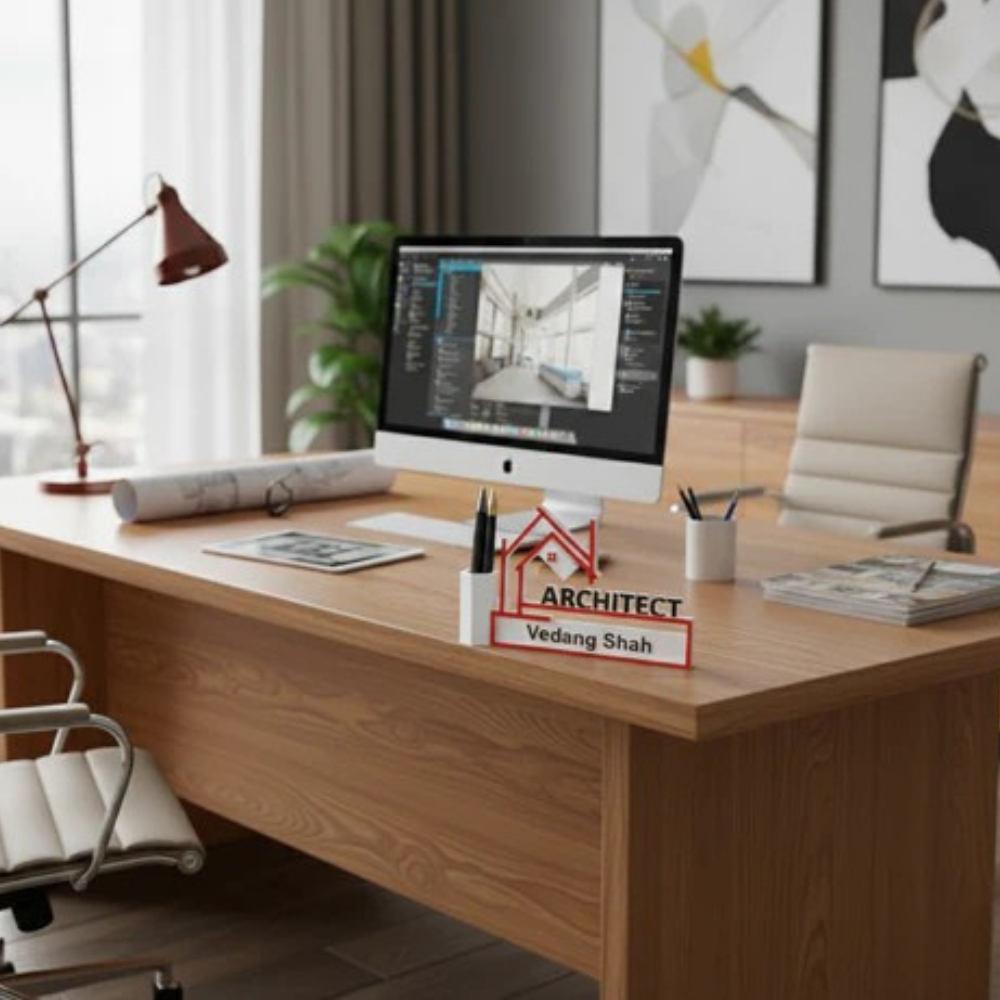 Moskai 3D Personalized Architect Accountant Pen Stand – Custom Name Desk Organizer