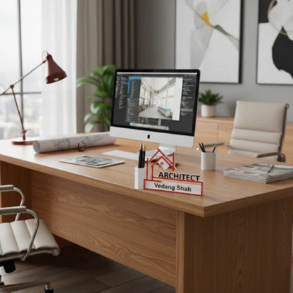 Moskai 3D Personalized Architect Accountant Pen Stand – Custom Name Desk Organizer