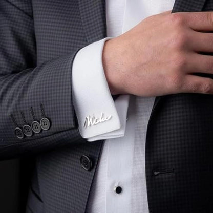 Custom Full Name Cufflinks for Men Personalized Wedding Groom Formal Accessory