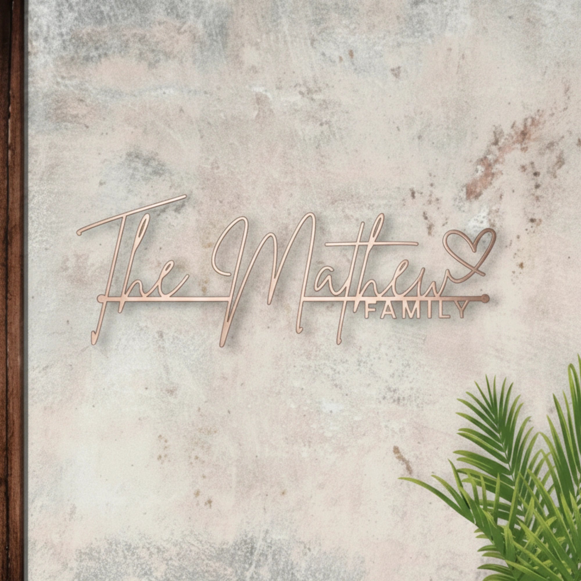 Customised Family Metal Nameplate - Designer Script Surname Door Sign 7 x 18 Inches