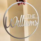 Personalized Round Ring Metal Surname Nameplate - Custom Home Entrance Decor 15 Inches