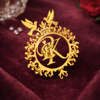 Personalized Initial Name Brooch - Custom Royal Monogram Lapel Pin for Grooms, Weddings & Luxury Formal Wear