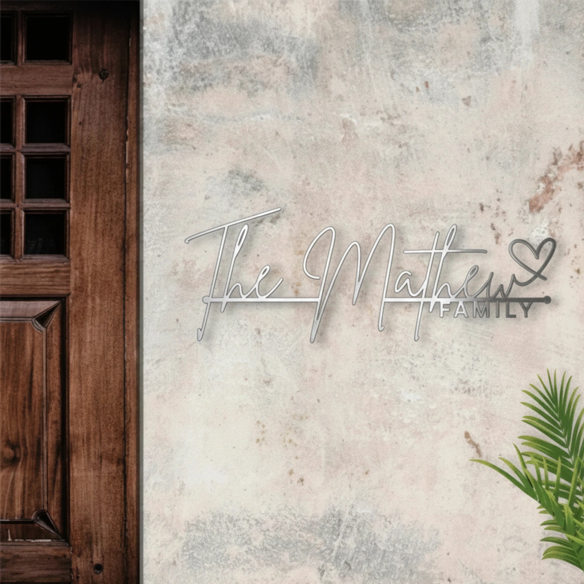 Customised Family Metal Nameplate - Designer Script Surname Door Sign 7 x 18 Inches