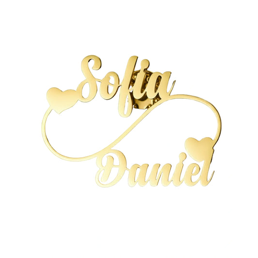Infinity Love Personalized Couple Name Brooch for Anniversary & Wedding Gift