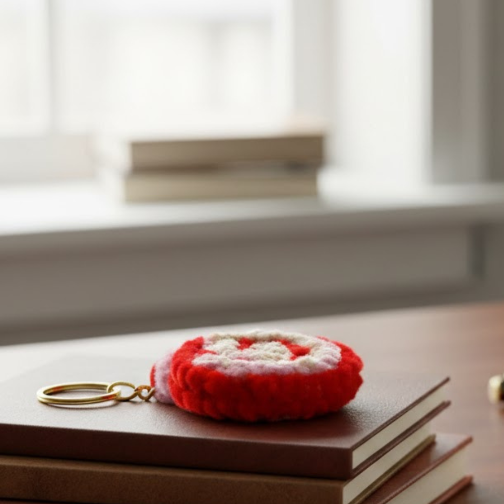 MOSKAI Red Candy Fur Keychain