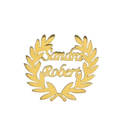 Infinity Bond Laurel Wreath Personalised Couple Name Brooch Pin for Men & Women