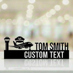 Personalized Pilot Desk Name Plate - Custom Aviation Stainless Steel Table Sign - Airline Captain & Aviator Office Decor