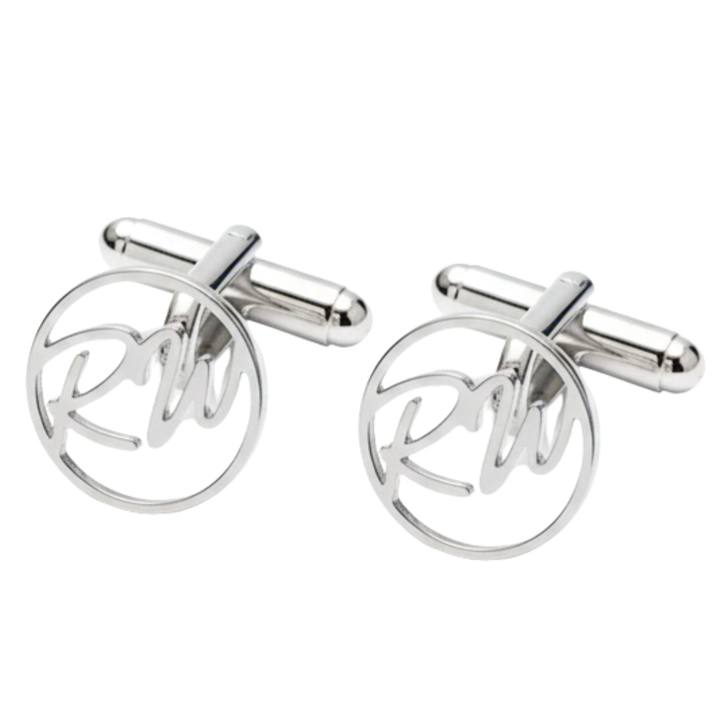 Personalized Round Initial Cufflinks for Men – Custom Monogram Brass Cufflinks for Wedding, Groom & Formal Wear