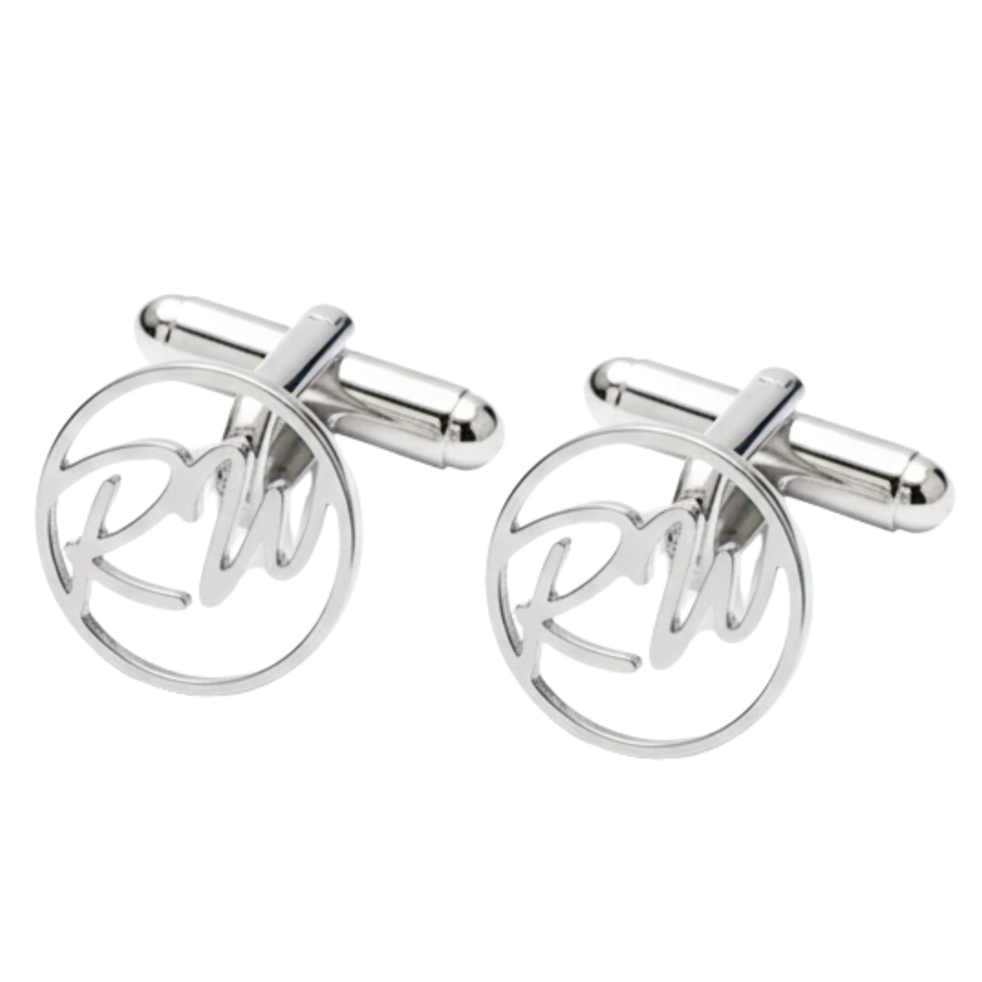 Personalized Round Initial Cufflinks for Men – Custom Monogram Brass Cufflinks for Wedding, Groom & Formal Wear