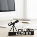 Personalized Astronomer Desk Name Plate - Custom Telescope Theme Stainless Steel Table Sign - Space Lover & Starwatcher Office Decor