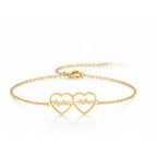 Custom Double Heart Name Bracelet - Personalised Couple Name Chain Bracelet for Women & Girls