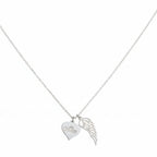Personalized Heart Necklace with Angel Wing Charm - Custom Name Engraved Memorial Pendant for Women & Girls