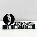 Custom Chiropractor Desk Name Plate - Personalized Stainless Steel Doctor Desk Sign, Spine Anatomy Medical Office Decor