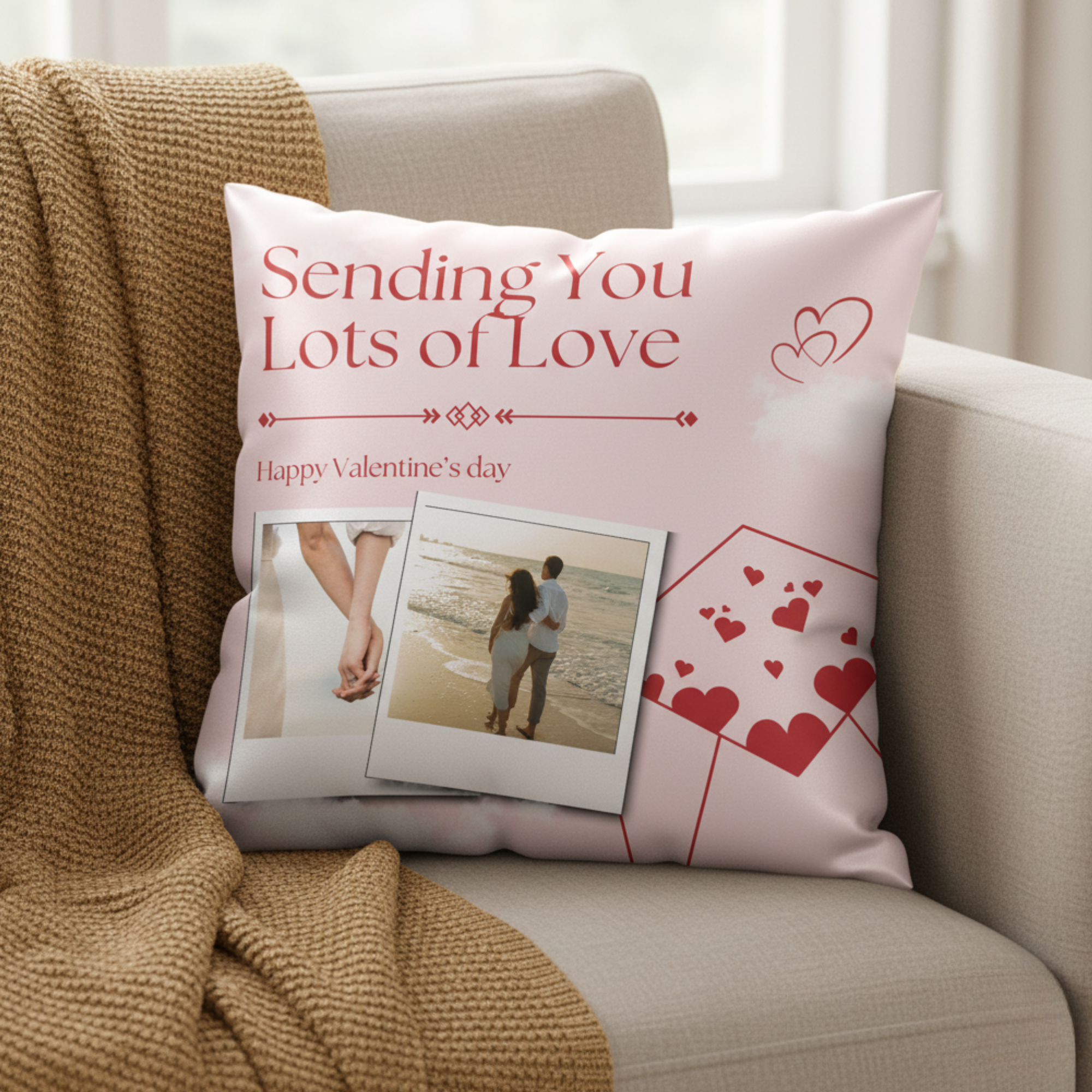 MOSKAI | Valentine Rose Day Cushion | Personalized Photo Pillow