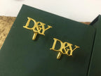 Custom 3-Letter Initial Cufflinks - Personalized Triple Monogram Shirt Studs for Men in Brass