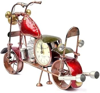 Mosaki Decorative Vintage Bike with Clock Showpiece