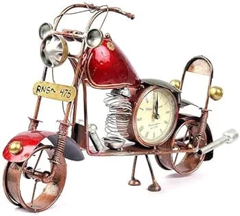 Mosaki Decorative Vintage Bike with Clock Showpiece