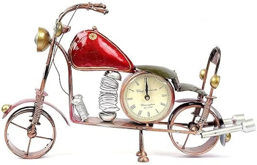 Mosaki Decorative Vintage Bike with Clock Showpiece
