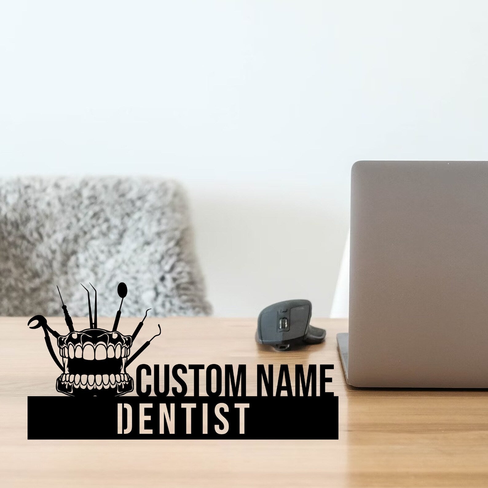 Moskai Personalized Dentist Metal Desk Nameplate – Custom Dental Office Name Sign