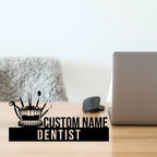 Custom Dentist Desk Name Plate - Personalized Stainless Steel Doctor Desk Sign, Dental Clinic Office Decor