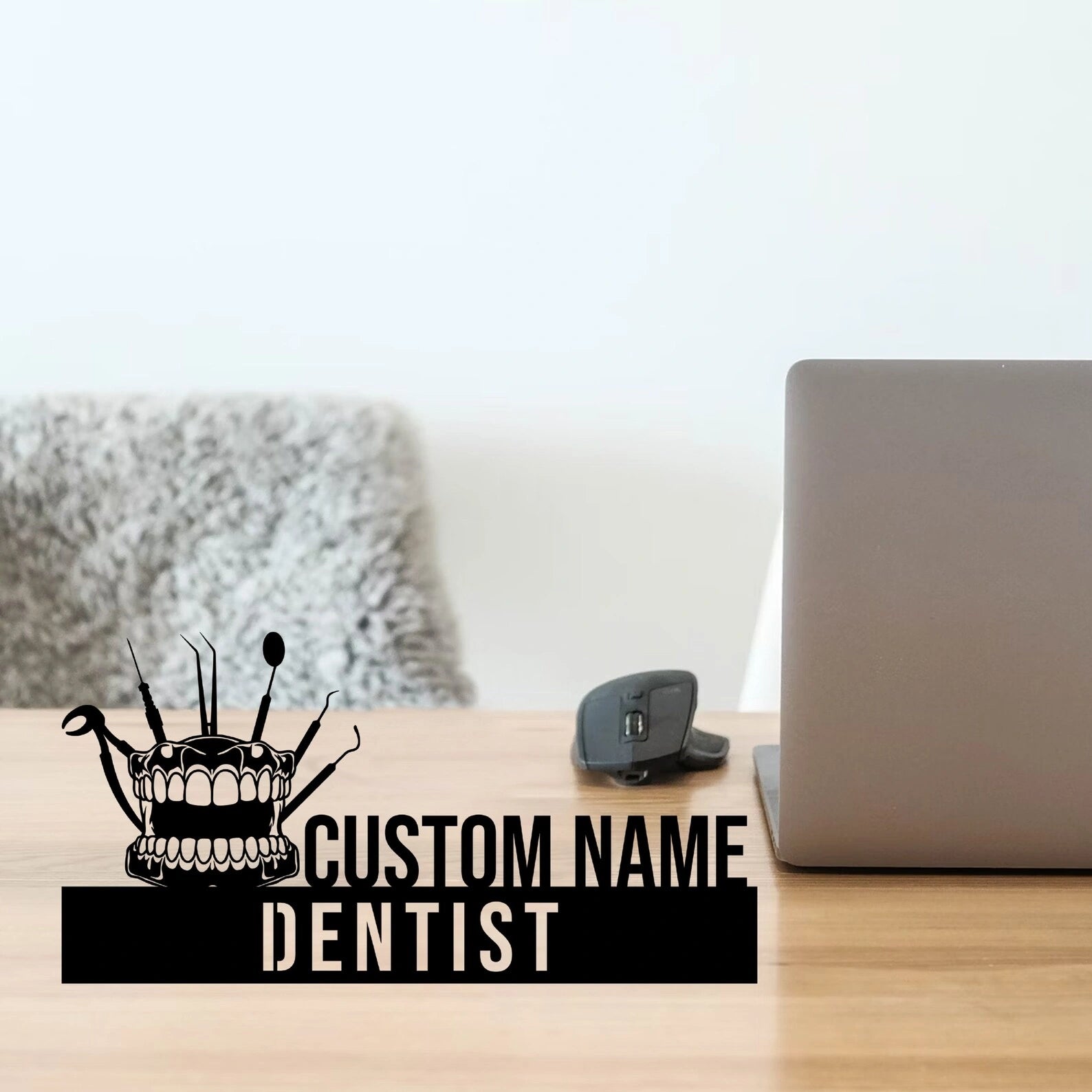 Custom Dentist Desk Name Plate - Personalized Stainless Steel Doctor Desk Sign, Dental Clinic Office Decor
