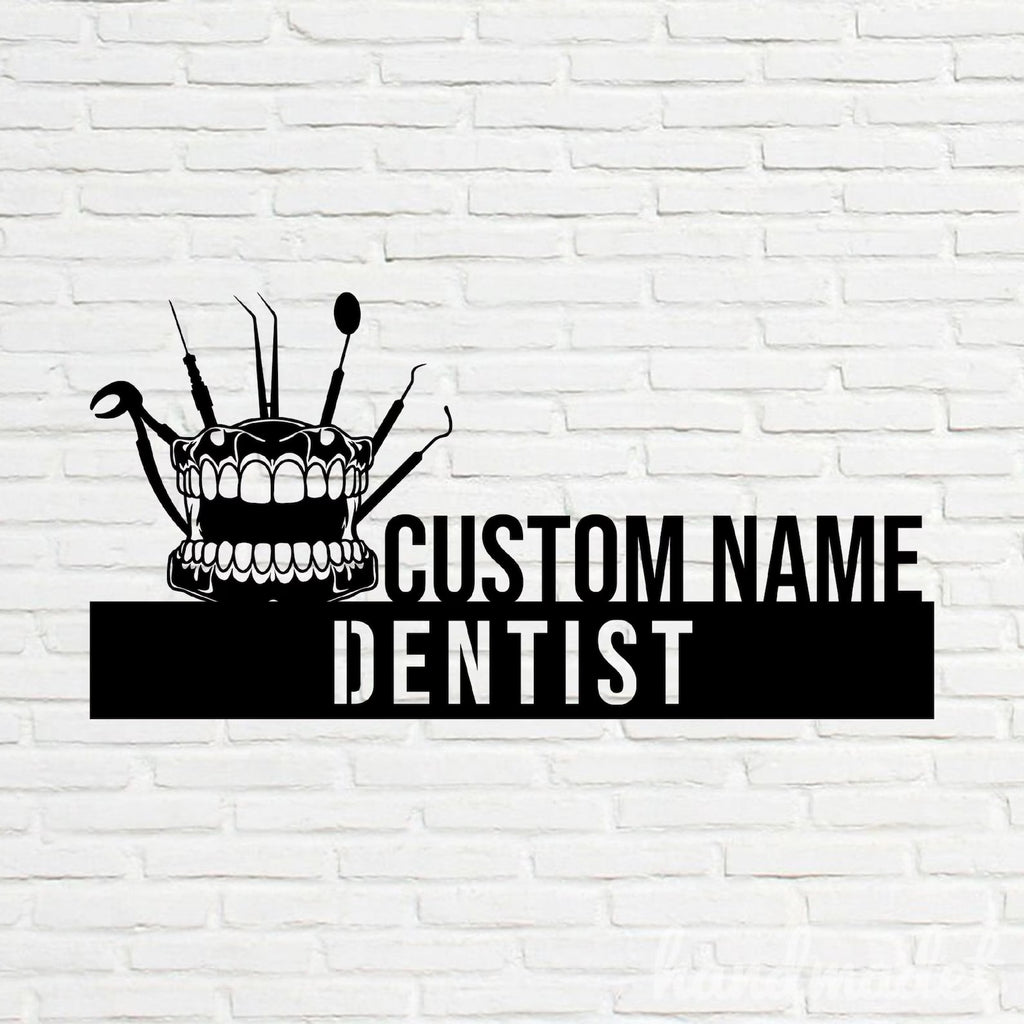 Moskai Personalized Dentist Metal Desk Nameplate – Custom Dental Office Name Sign