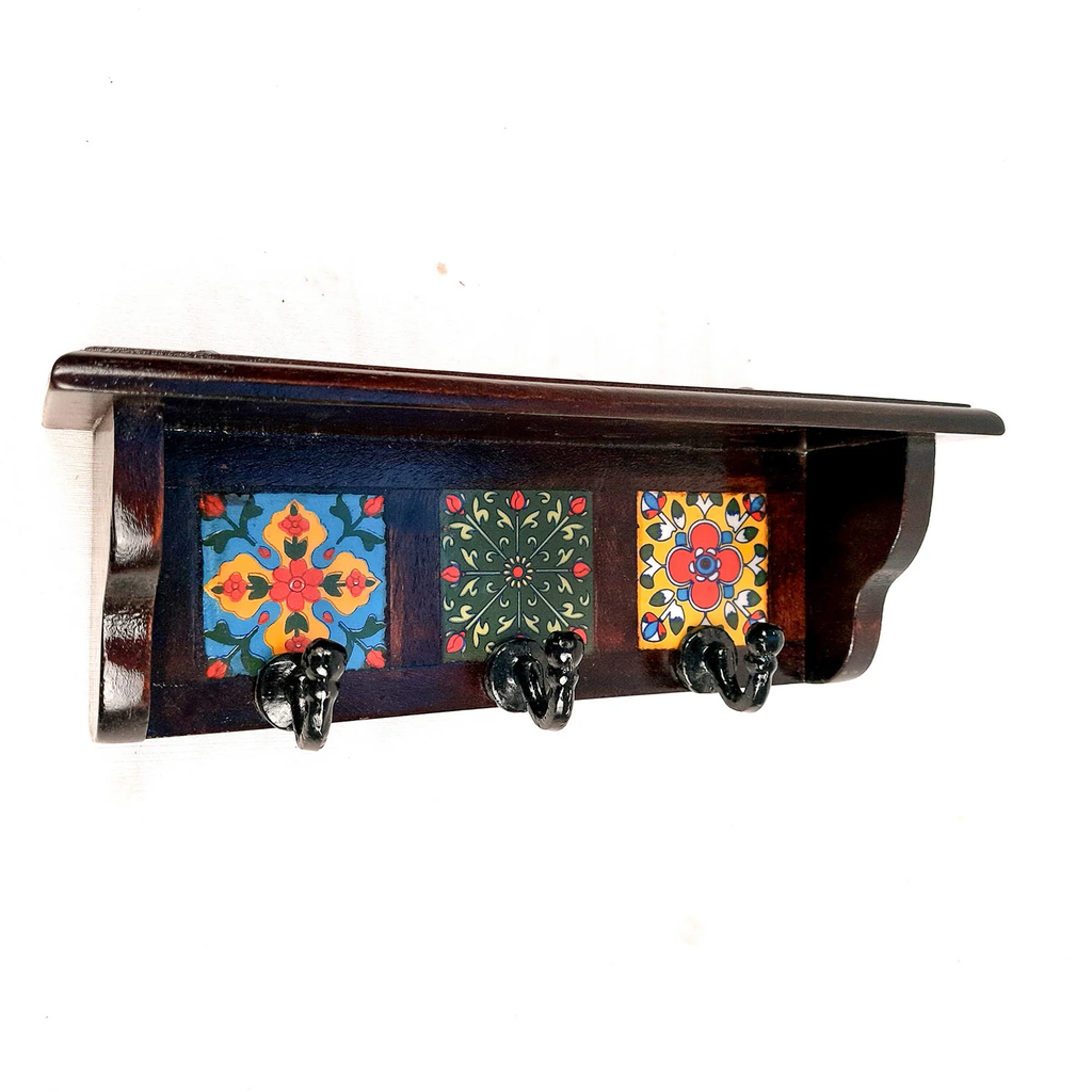 Moskai Ceramic Tile Key Holder Stand – Vintage Indian Art-Inspired