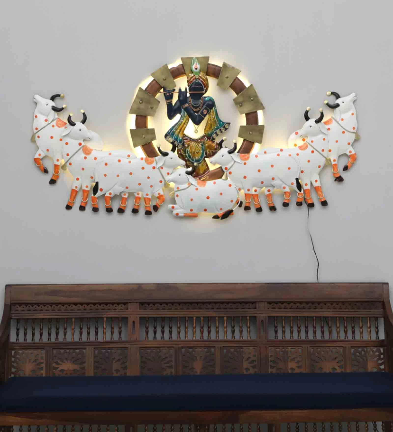 Moskai Black Krishna Wall Décor with LED Backlight