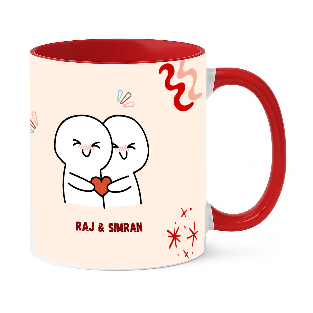 Custom Couple Illustration Mug with Names Moskai Personalized Gifts