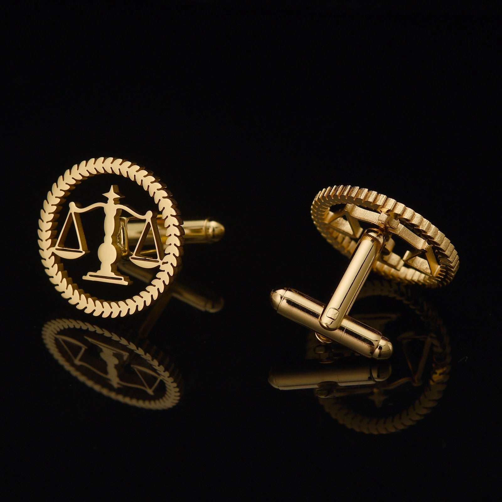 Premium Scales of Justice Lawyer Cufflinks - Professional Advocate Symbol Suit Studs in Brass - Executive Legal Profession Accessory & Lawyer Gift Set
