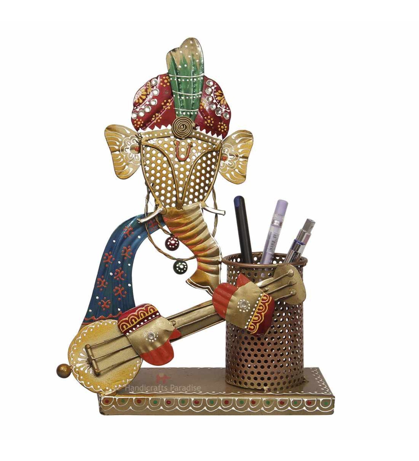 Mosaki Ganesha Pen Stand | Decorative Pen Holder Showpiece for Office