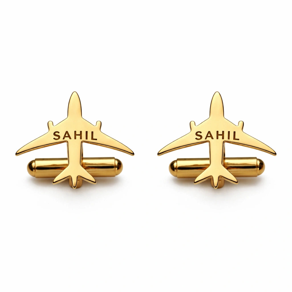 Personalized Name Aeroplane Cufflinks for Men Formal Shirt