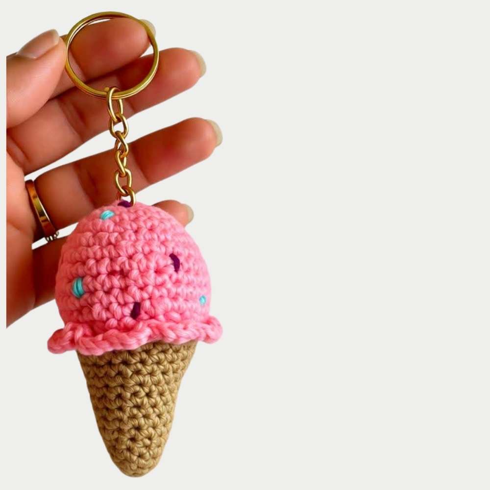 Cute Crochet Pink Ice Cream with Sprinkle