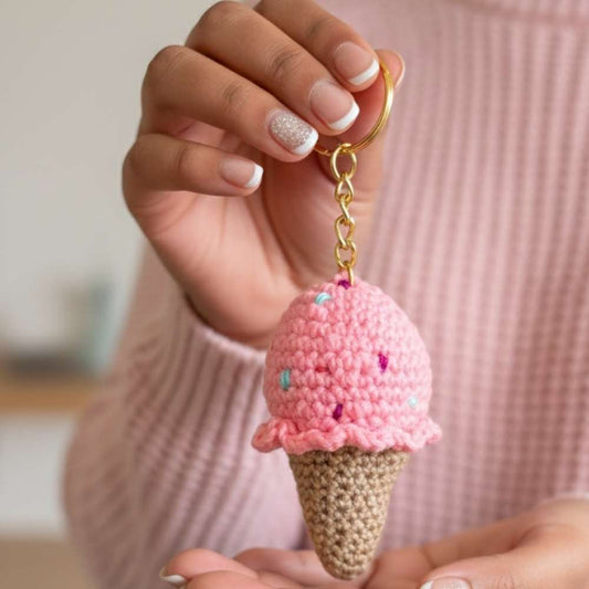Cute Crochet Pink Ice Cream with Sprinkle