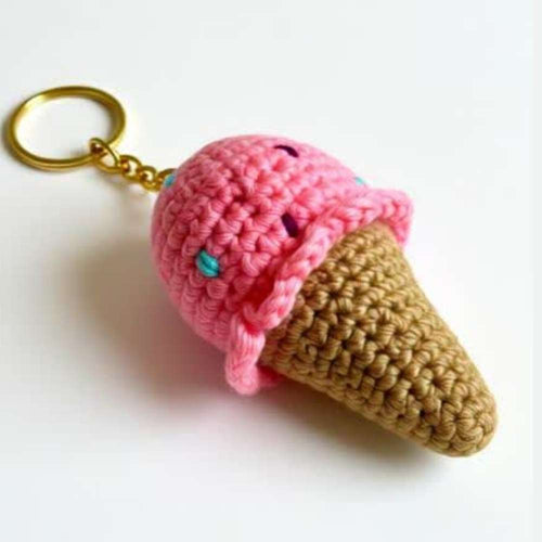 Cute Crochet Pink Ice Cream with Sprinkle