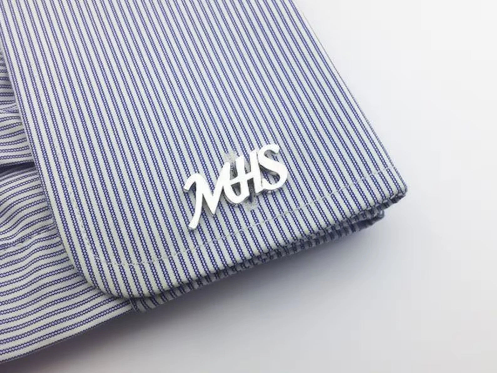 Personalized 3-Letter Signature Font Cufflinks - Custom Brass Monogram Jewelry