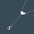 Personalized Heart Initial Y-Necklace - Custom Lariat Drop Alphabet Pendant for Women