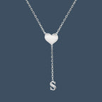 Personalized Heart Initial Y-Necklace - Custom Lariat Drop Alphabet Pendant for Women