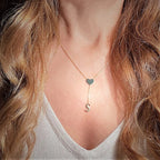 Personalized Heart Initial Y-Necklace - Custom Lariat Drop Alphabet Pendant for Women