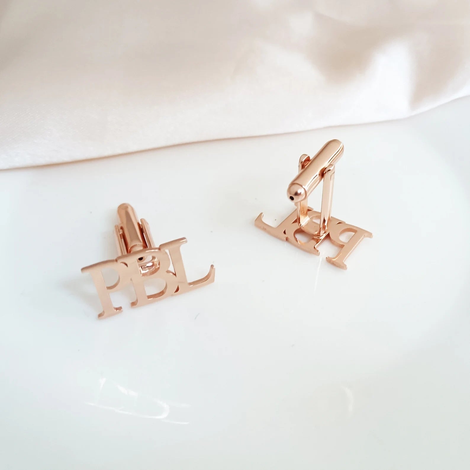 3-Letter Block Initial Name Cufflinks – Personalized Brass Men’s Jewelry