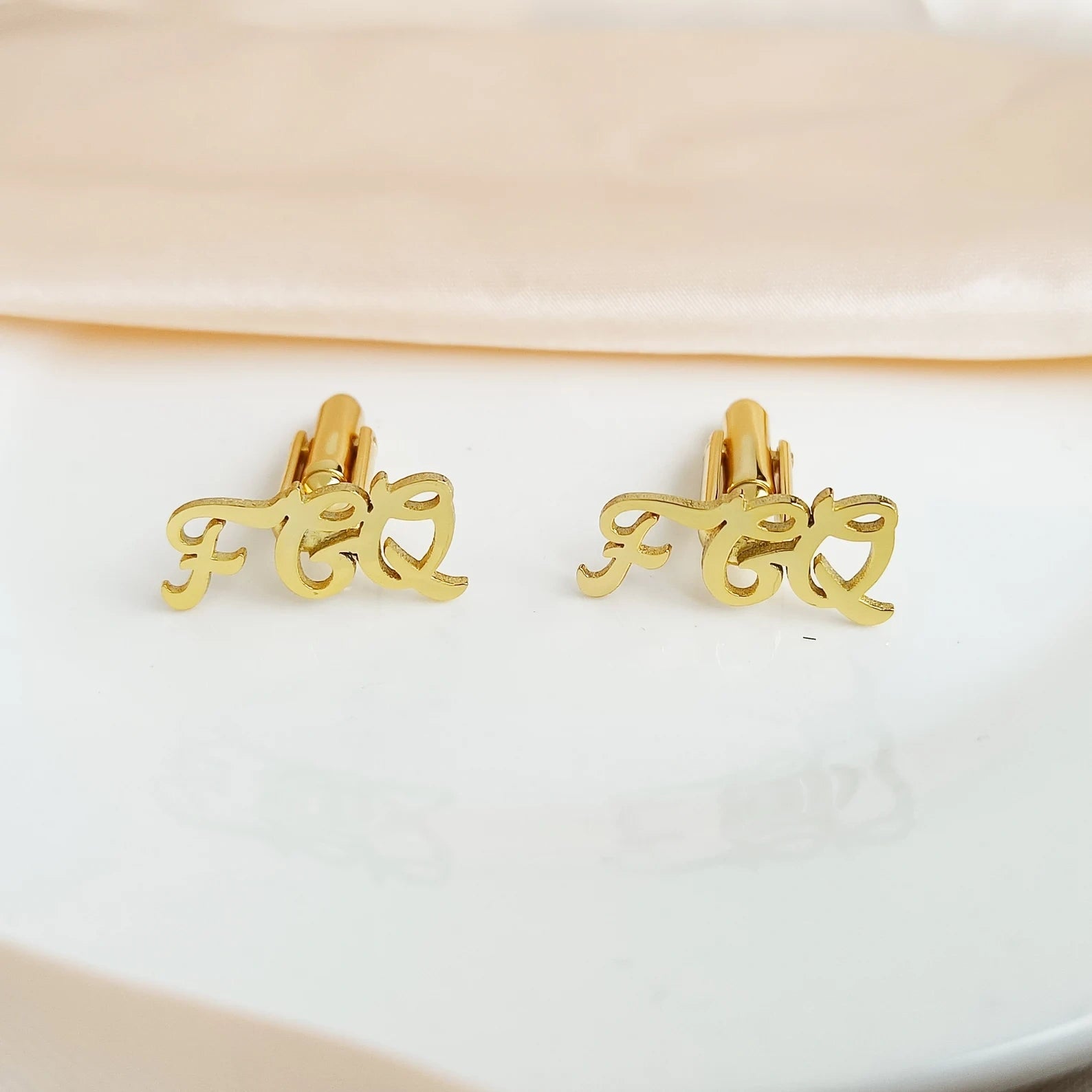 Personalized Hand-Scripted 3-Letter Initial Cufflinks – Custom Brass Monogram Jewelry
