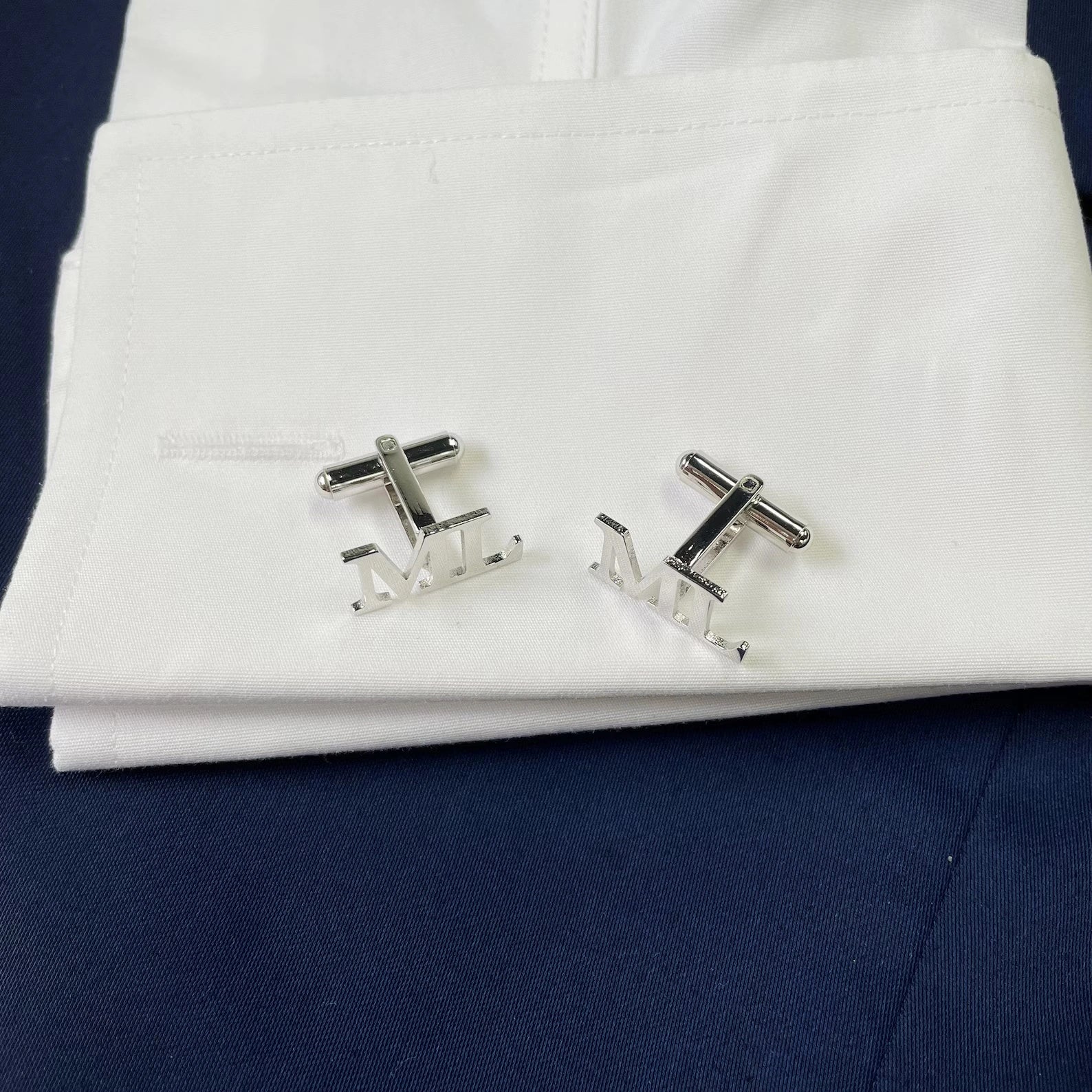 Custom 3-Initial Monogram Cufflinks for Men – Personalized Alphabet Letter Cufflinks for Wedding Accessories